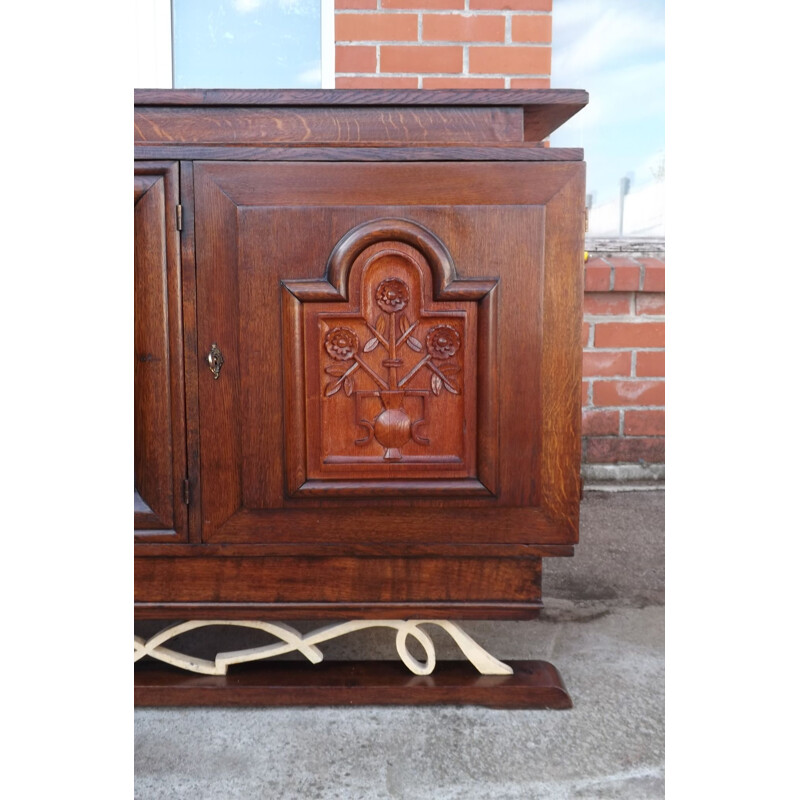 Large vintage oak buffet, neoclassical style, 1940s