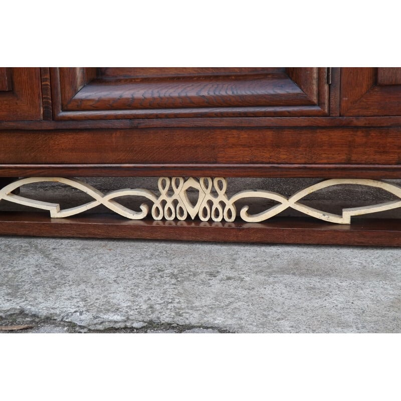 Large vintage oak buffet, neoclassical style, 1940s