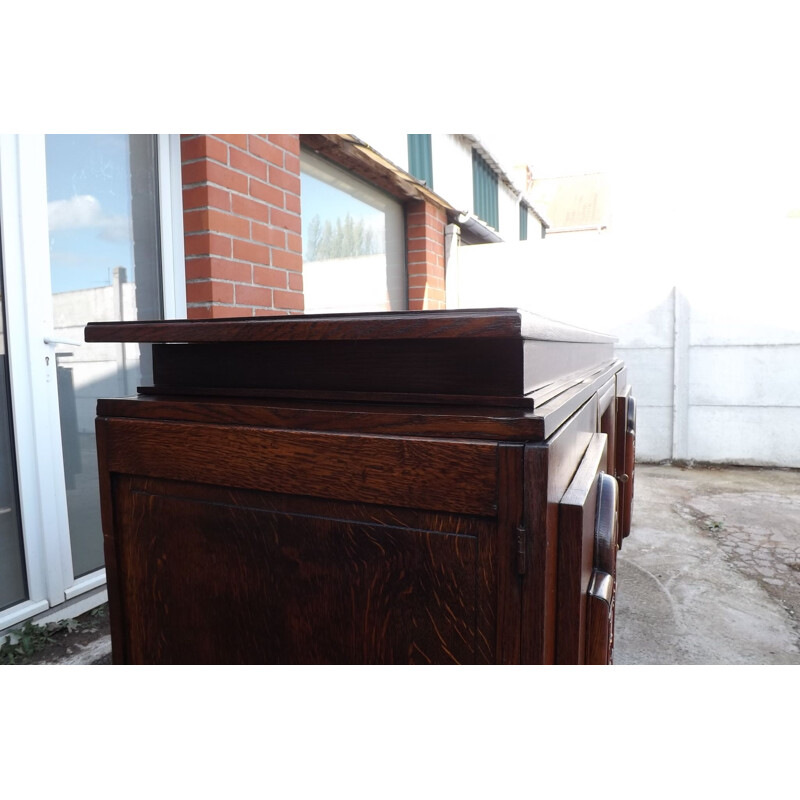 Large vintage oak buffet, neoclassical style, 1940s