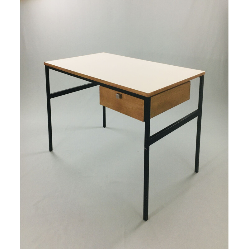 Vintage metal and wood desk by Pierre Paulin, Thonet publisher, 1950s
