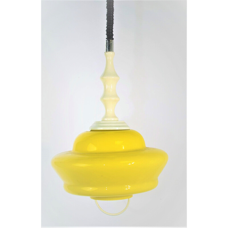 Vintage yellow Murano glass pendant light, Italy, 1960s