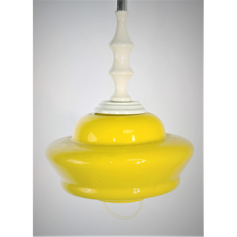 Vintage yellow Murano glass pendant light, Italy, 1960s