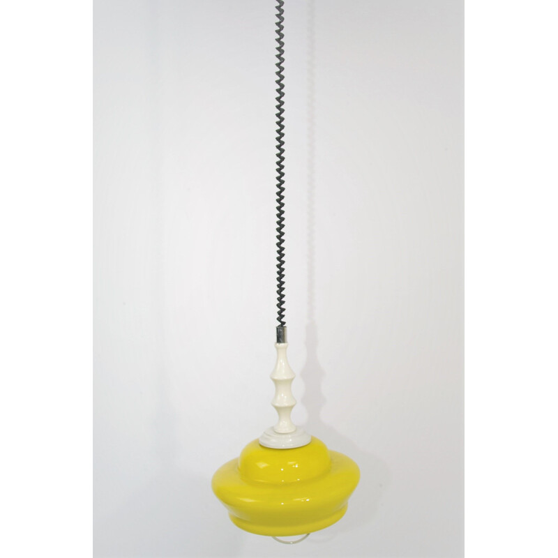 Vintage yellow Murano glass pendant light, Italy, 1960s