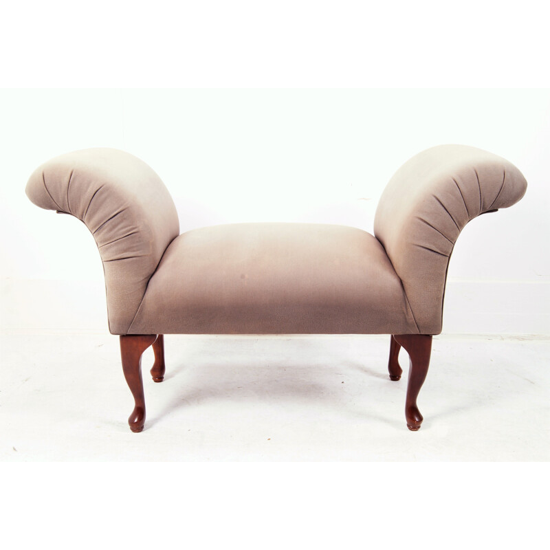 Vintage mahogany and cotton seat, 1970s
