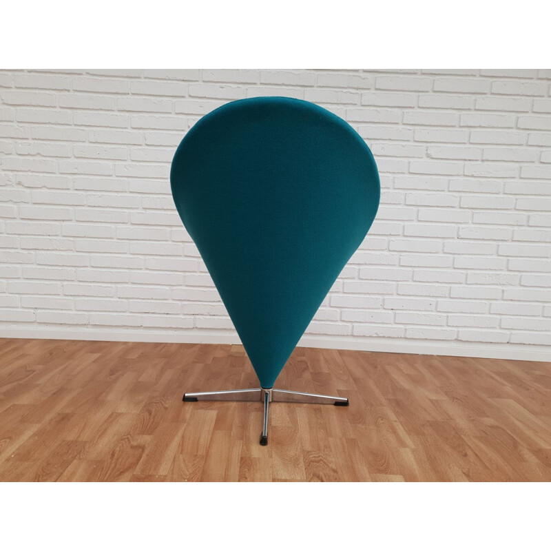 Vintage turquoise blue "Cone" armchair by Verner Panton, 1970-80s