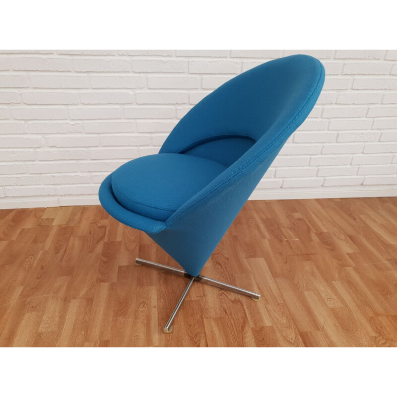 Vintage blue "Cone" armchair by Verner Panton, 1970s