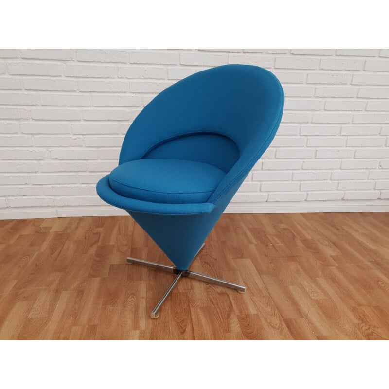 Vintage blue "Cone" armchair by Verner Panton, 1970s