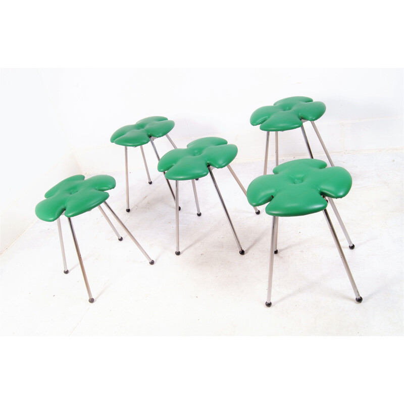 Set of 5 vintage "4-leafclover" stools from Effezeta, Italy, 1970s