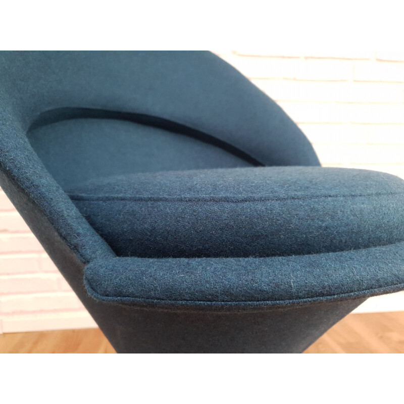 Vintage dark blue "Cone" armchair by Verner Panton, 1970s