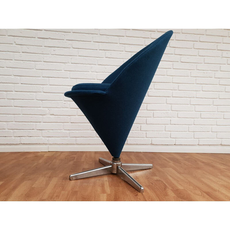 Vintage dark blue "Cone" armchair by Verner Panton, 1970s