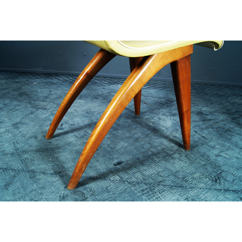 Vintage "bullhorn" solid teak dining chair by Tijsseling, by C.J. van Os,1950s