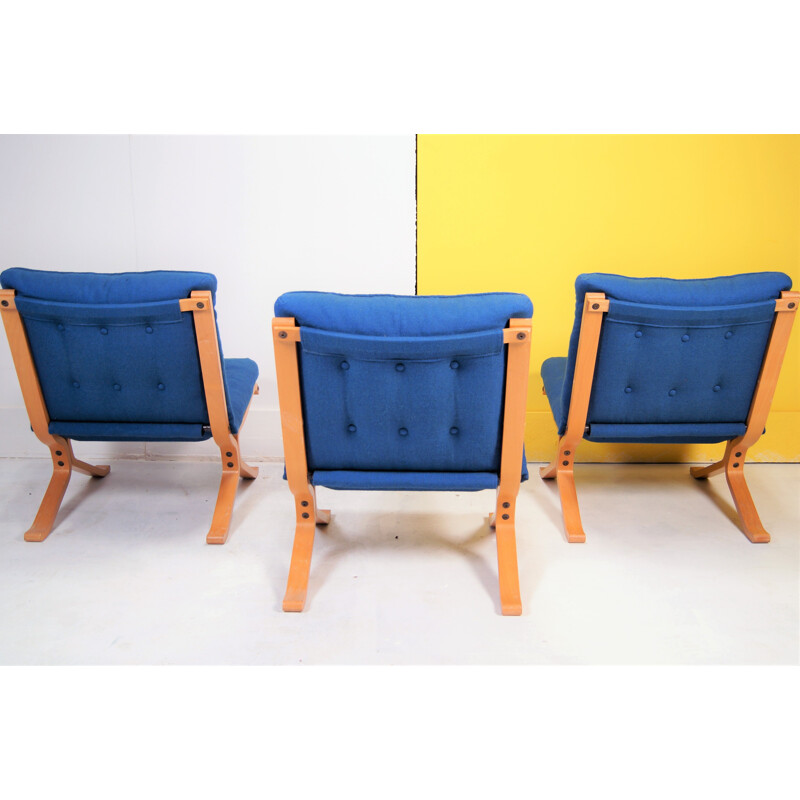 Ensemble de 3 fauteuils vintage en bois, Danemark, 1970