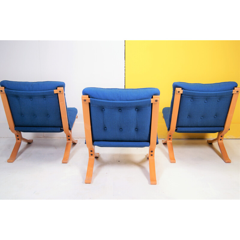 Set of 3 vintage bendwood armchairs, Denmark, 1970s