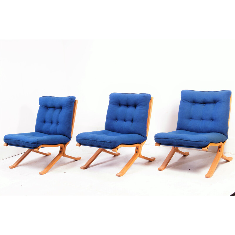 Set of 3 vintage bendwood armchairs, Denmark, 1970s