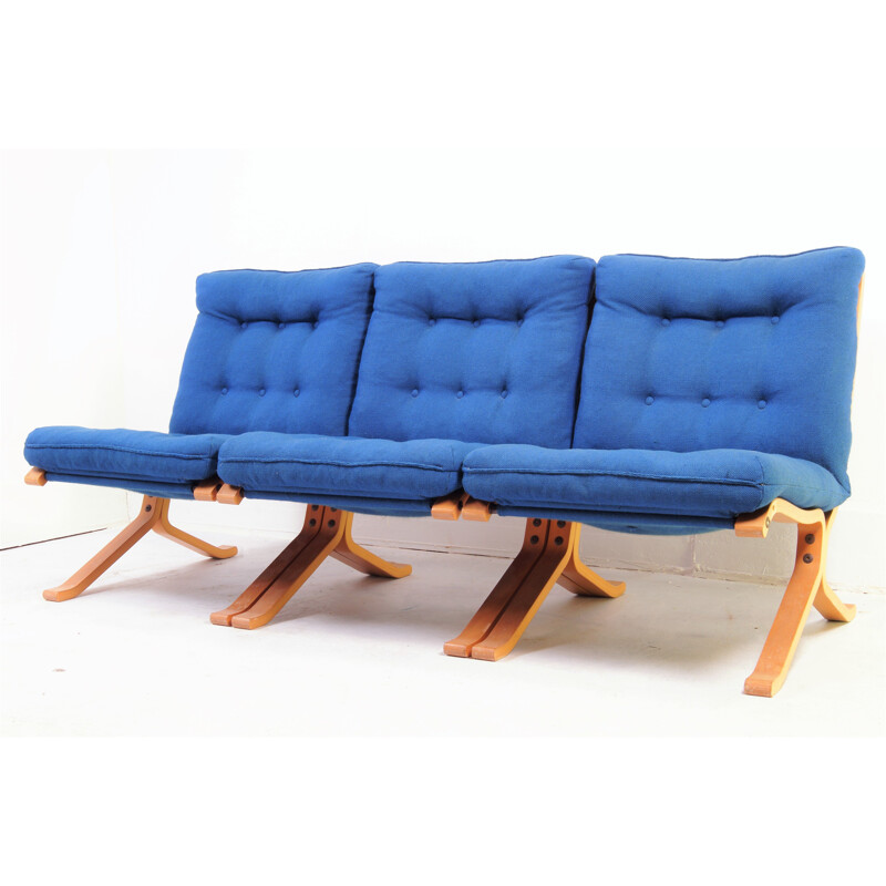 Ensemble de 3 fauteuils vintage en bois, Danemark, 1970