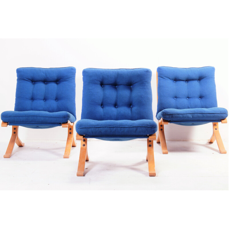 Set of 3 vintage bendwood armchairs, Denmark, 1970s