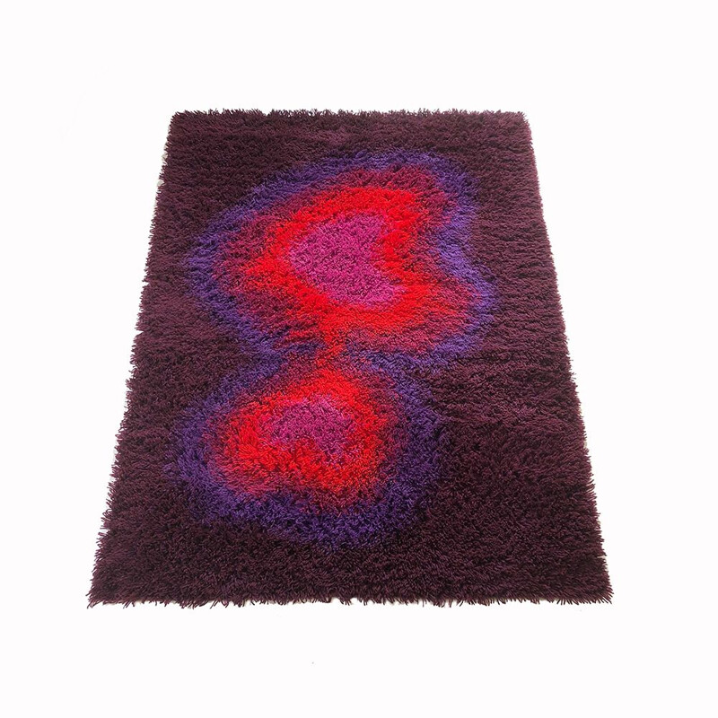 Vintage pile psychedelic rya rug by Ege Taepper Deluxe, 1970s