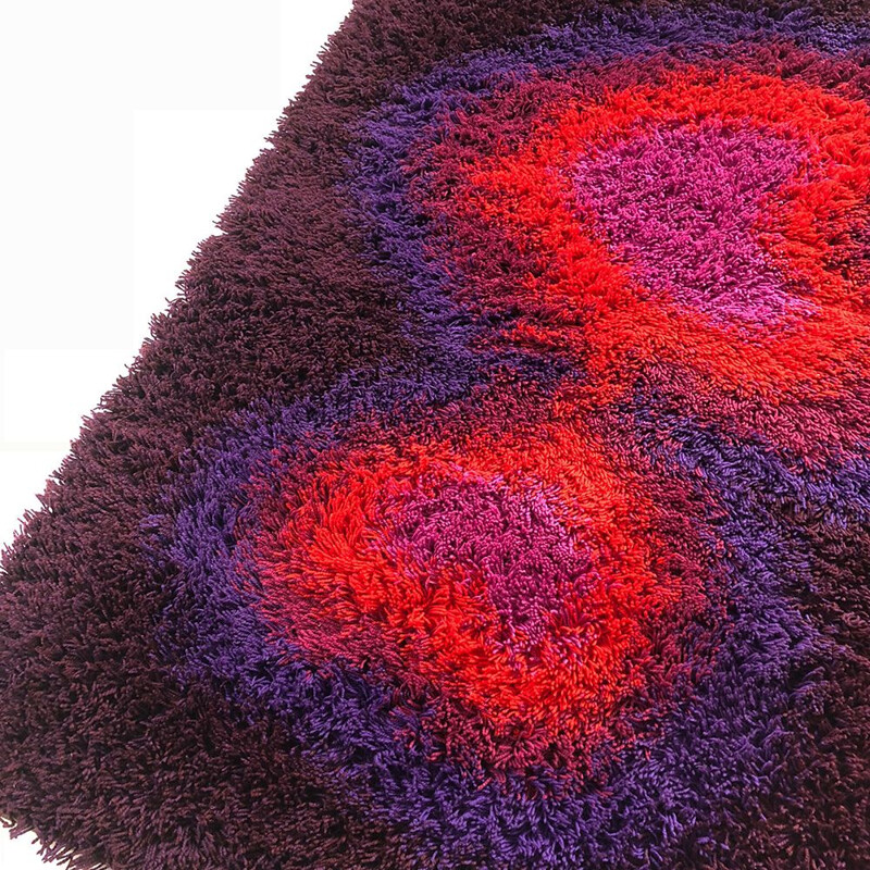 Vintage pile psychedelic rya rug by Ege Taepper Deluxe, 1970s