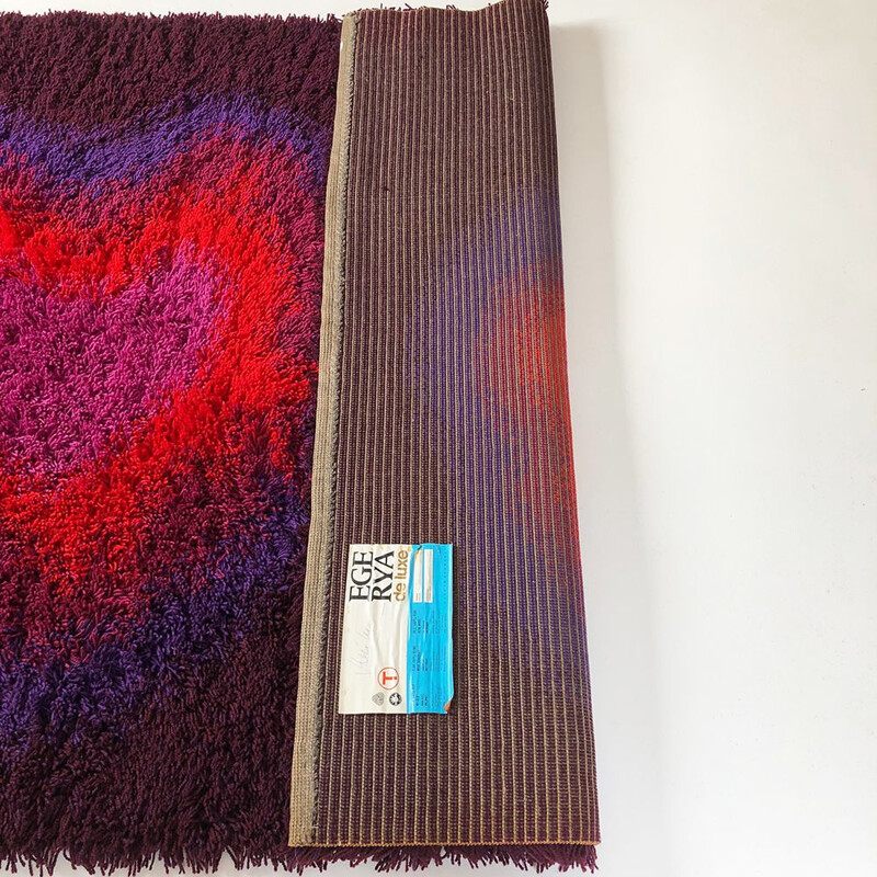 Vintage pile psychedelic rya rug by Ege Taepper Deluxe, 1970s