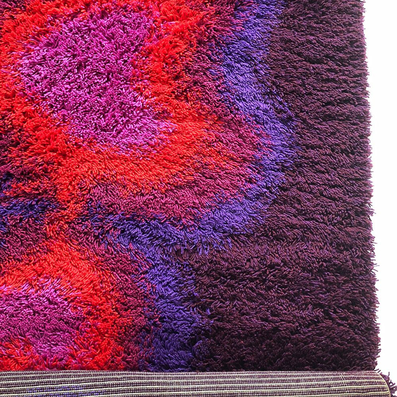 Vintage pile psychedelic rya rug by Ege Taepper Deluxe, 1970s