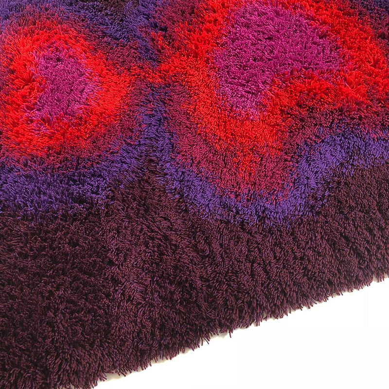 Vintage pile psychedelic rya rug by Ege Taepper Deluxe, 1970s