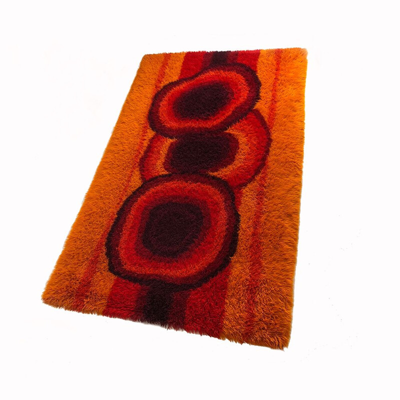 Vintage orange Rya rug by Ege Taepper, 1970s