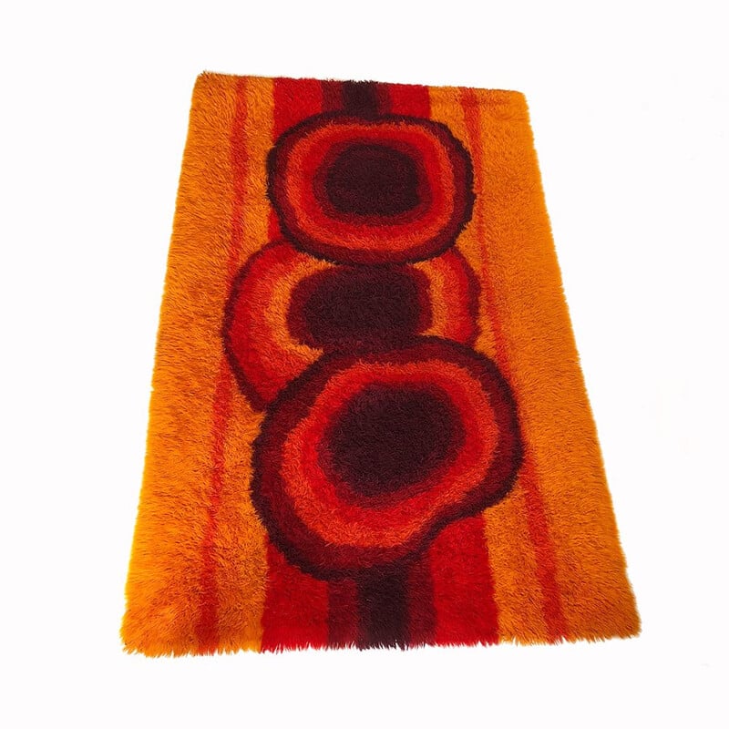 Vintage orange Rya rug by Ege Taepper, 1970s