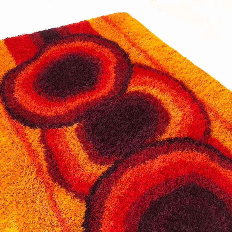 Vintage orange Rya rug by Ege Taepper, 1970s