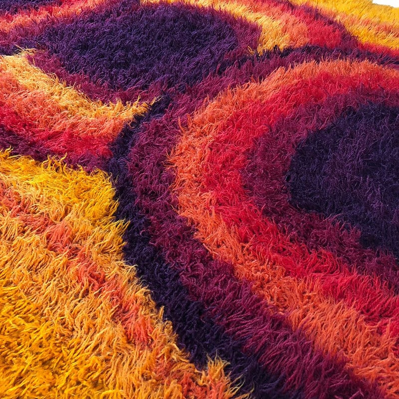 Vintage orange Rya rug by Ege Taepper, 1970s