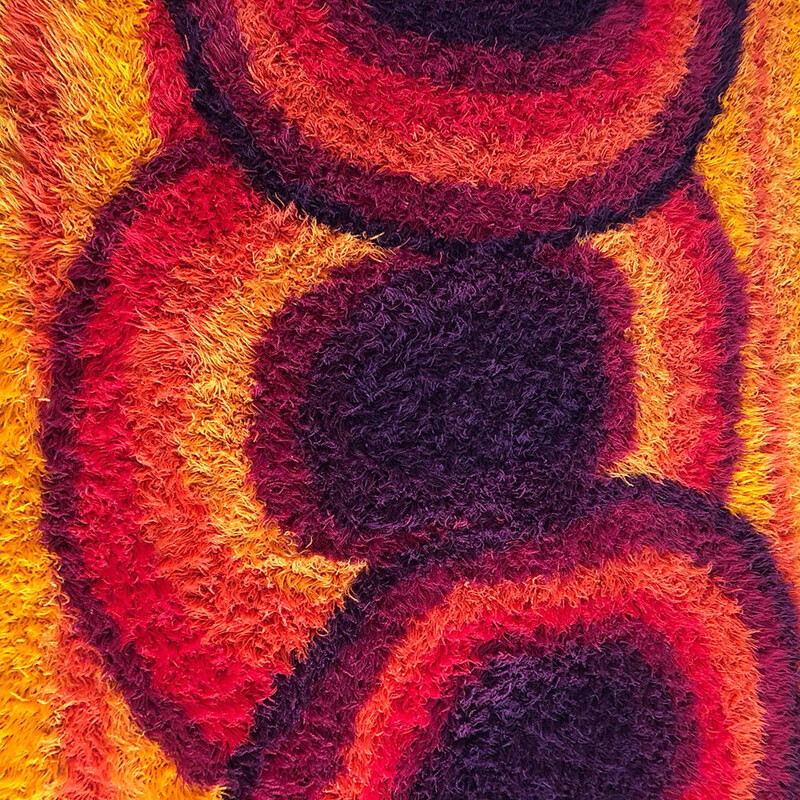 Tapis vintage Rya orange par Ege Taepper, 1970