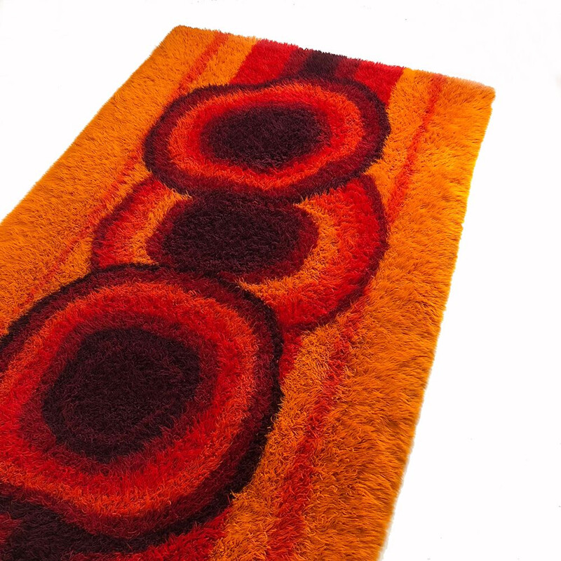 Vintage orange Rya rug by Ege Taepper, 1970s