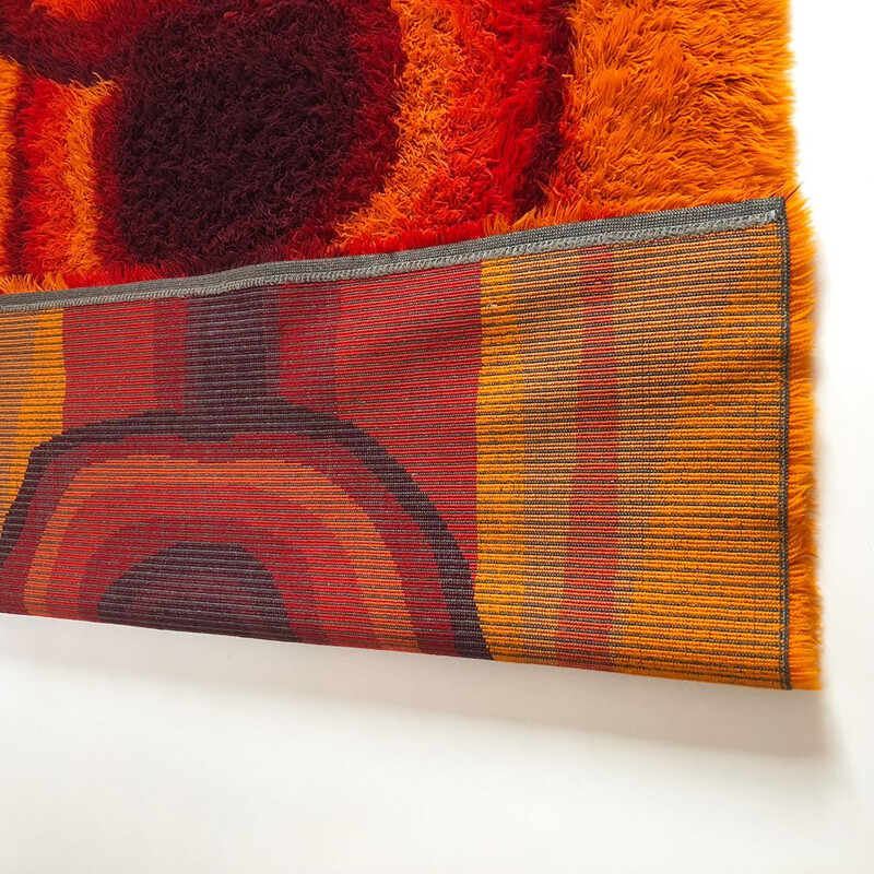 Vintage orange Rya rug by Ege Taepper, 1970s