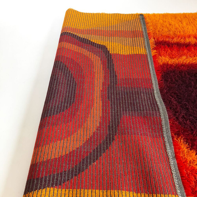 Vintage orange Rya rug by Ege Taepper, 1970s