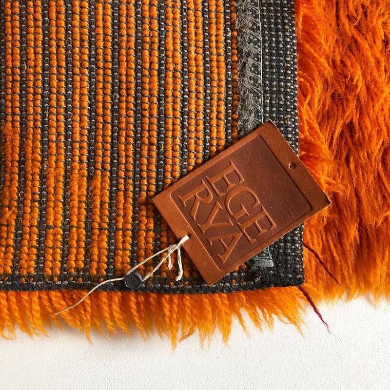 Tapis vintage Rya orange par Ege Taepper, 1970