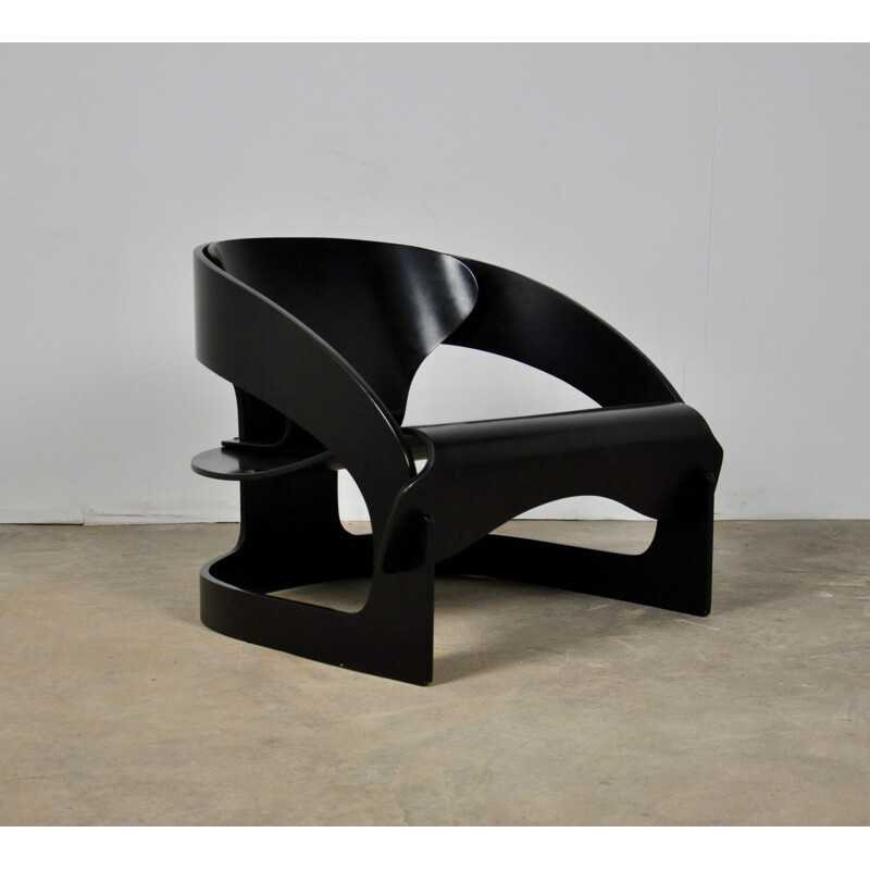 Vintage black armchair by Joe Colombo for Kartell, 1960S