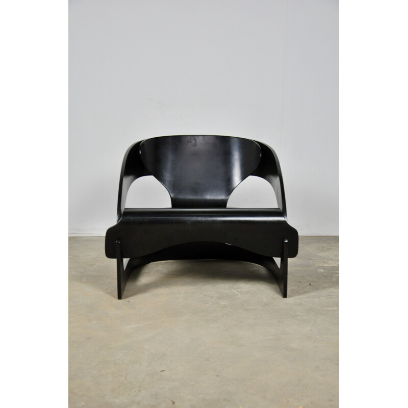 Vintage black armchair by Joe Colombo for Kartell, 1960S