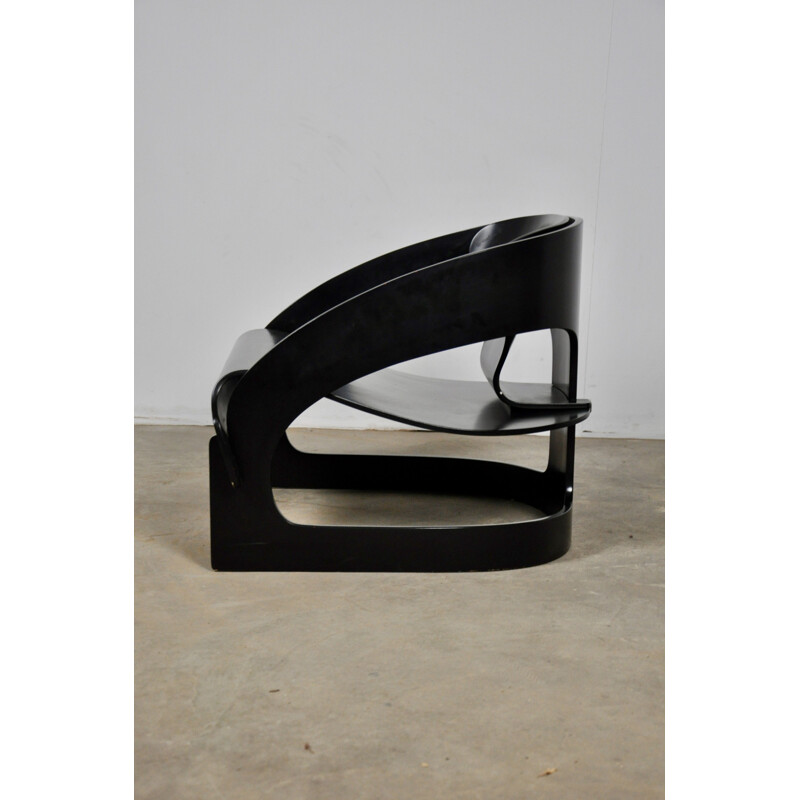 Vintage black armchair by Joe Colombo for Kartell, 1960S