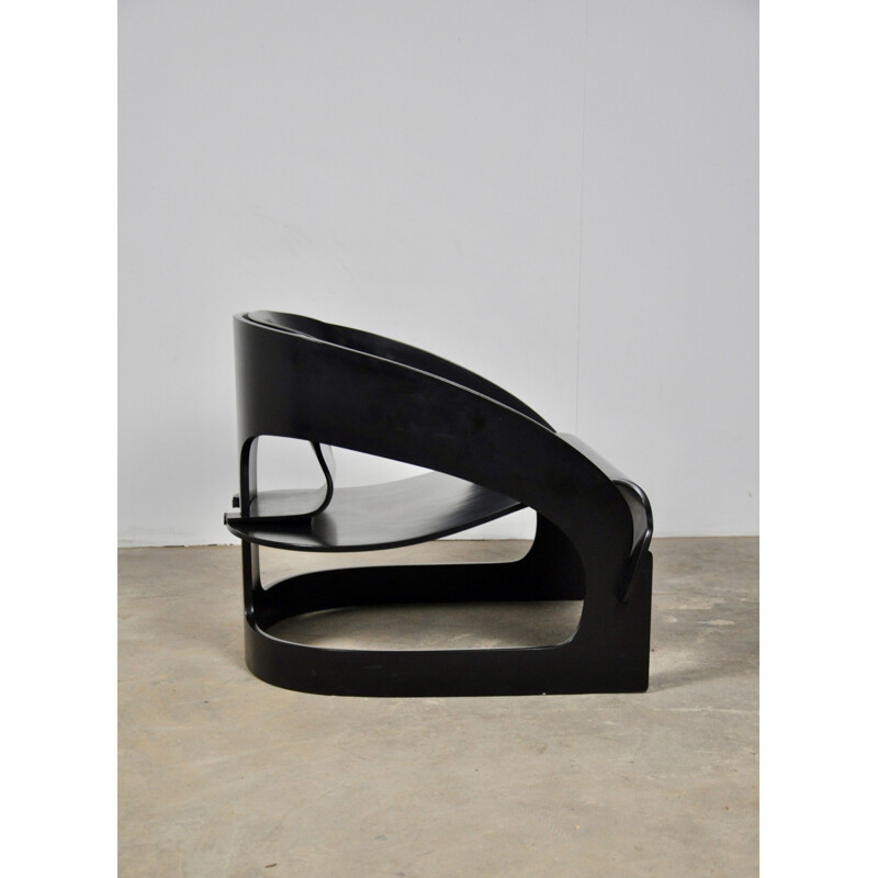 Vintage black armchair by Joe Colombo for Kartell, 1960S