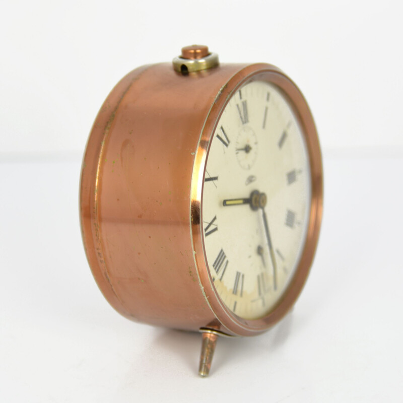 Vintage mechanical copper alarm clock Prim, Czechoslovakia, 1970s