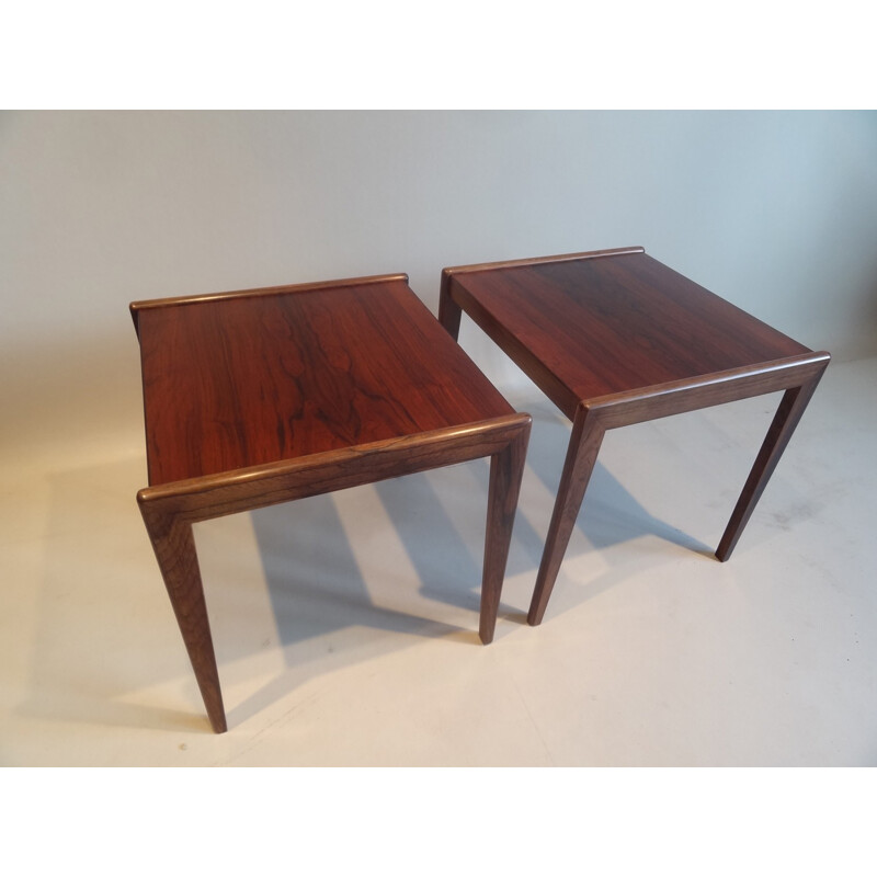 Set of 2 Scandinavian side tables in rosewood - 1960s