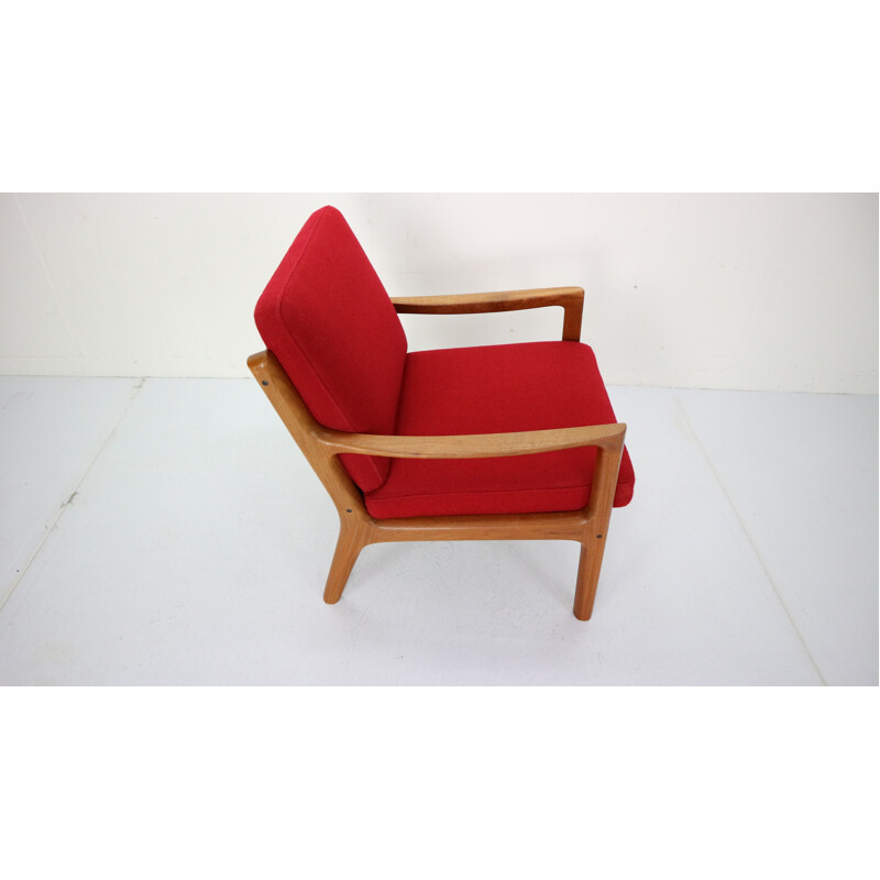Vintage red armchair by Ole Wanscher for France & Søn, 1950s