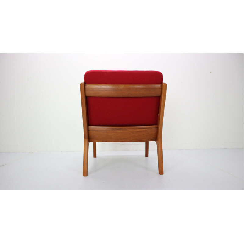 Vintage red armchair by Ole Wanscher for France & Søn, 1950s