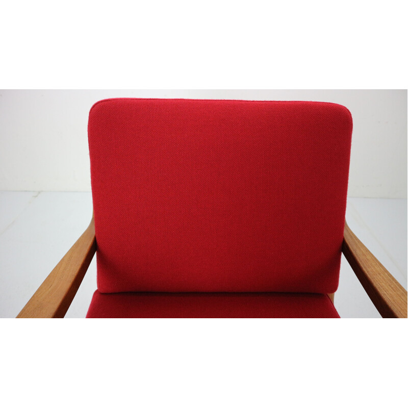 Vintage red armchair by Ole Wanscher for France & Søn, 1950s