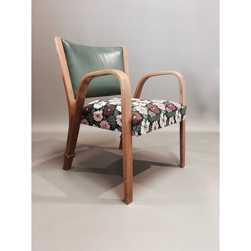 Set of 4 Bow Wood vintage armchair by Steiner, 1950s