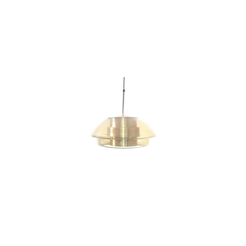 Vintage glazen en metalen hanglamp, 1960