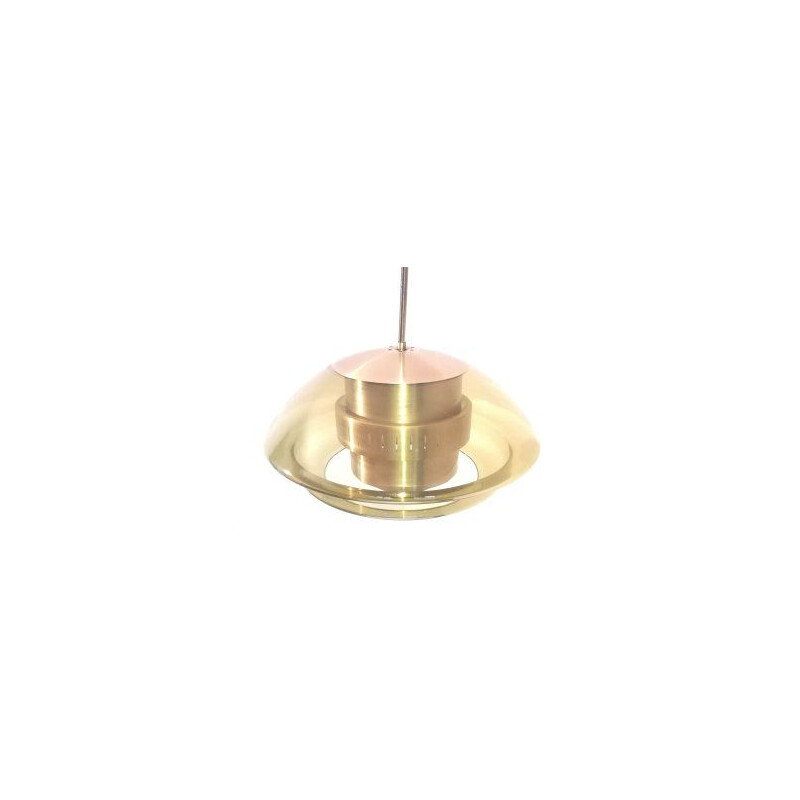 Vintage glazen en metalen hanglamp, 1960