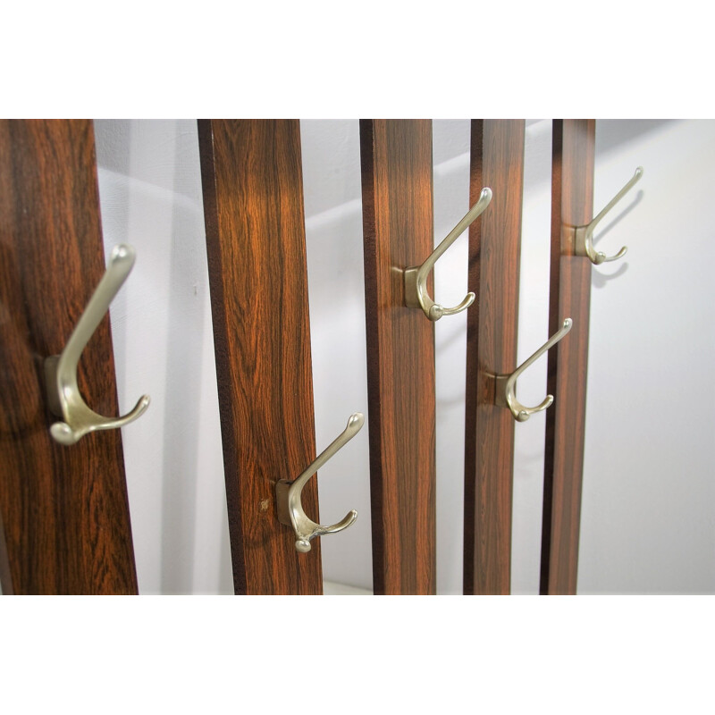 Rosewood wall mounted vintage coat rack,Denmark, 1960s