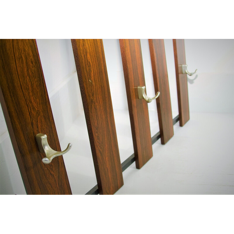 Rosewood wall mounted vintage coat rack,Denmark, 1960s