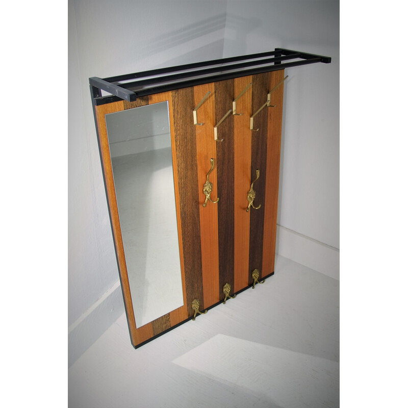 Rosewood vintage coat rack with mirror, 1960s