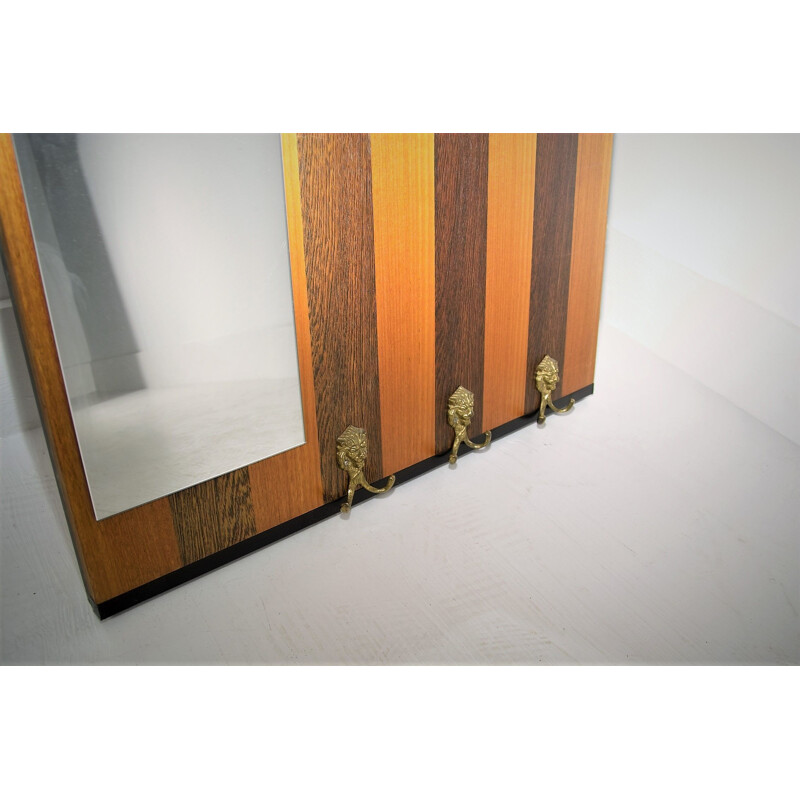 Rosewood vintage coat rack with mirror, 1960s